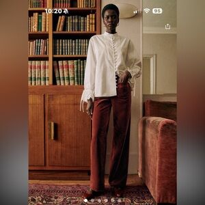 Sézane NWT Chuck Chocolate Velvet Trousers SZ 6 38 - Instant Classics!!!